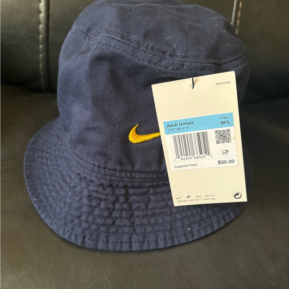 Nike Navy Blue Bucket Hat with Yellow Logo